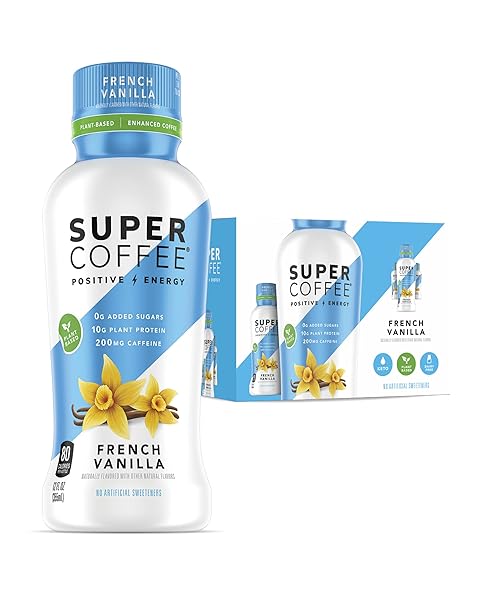 SUPER COFFEE, KETO PROTEIN COFFEE (0G ADDED SUGAR, 10G PROTEIN, 70 CALORIES) 12 FL OZ | ICED SMART COFFEE DRINKS (FRENCH VANILLA, 12 FL OZ (PACK OF 12))