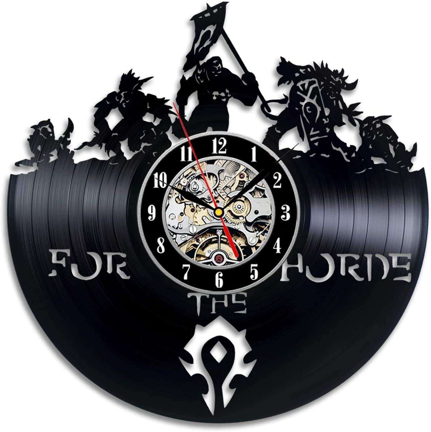 Gflyme Vinyl Record Wall Clock, Large Clock with World of Warcraft Theme Wall Decoration, Home Decor