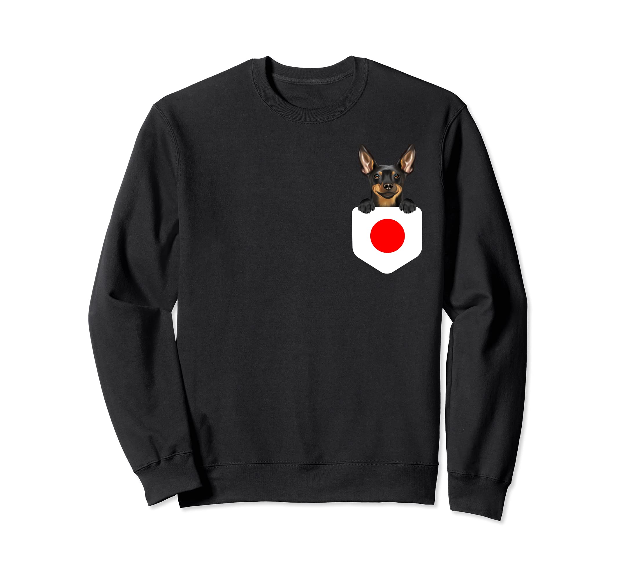 Japan Flag Miniature Pinscher Dog In Pocket Sweatshirt