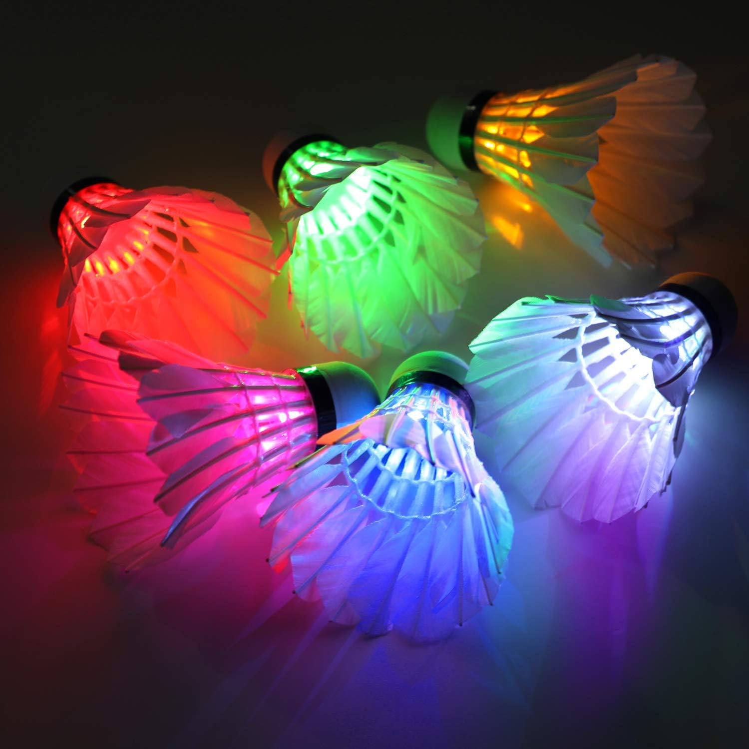 Ohuhu LED Badminton Birdies, Glow in The Dark Night Badminton Shuttlecocks Lighting Birdie for Outdoor Indoor Sports Activities, 4-Pack : Sports & Outdoors