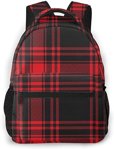 Amazon Co Jp バックパック リュックサック 黒と赤のチェック柄 大容量 軽量 多機能 耐衝撃 人気 おしゃれ 盗難防止 ラップトップバッグ ビジネスリュック 登山バッグ 出張 旅行 通勤用 通学 高校生 学生 メンズ レディース シューズ バッグ