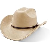 SAJUZEN Cowboy Hats for Women and Men with Wide Brim Felt Suede Western Hats for Cowgirls and Cowboys