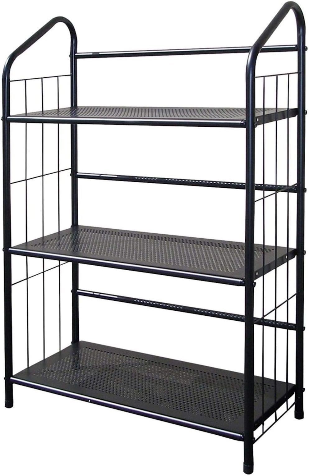 unbrand Black 3 Tier Metal Bookshelf Rack
