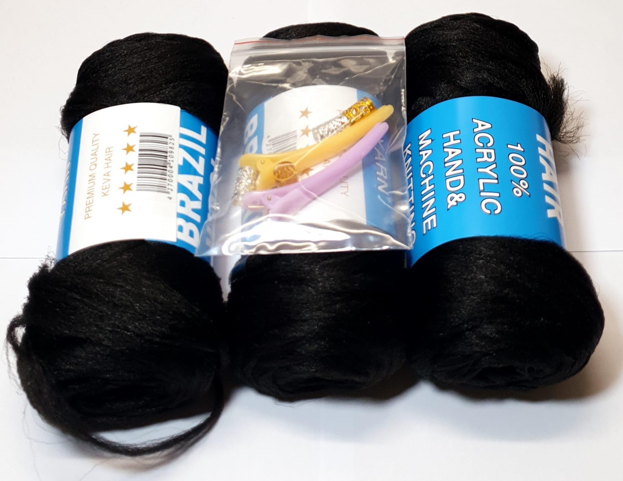 Generic 3 x 80 g Brazilian Wool Hair Braids Black - With Extra Gift - All African Braids Styles - Twist Wraps