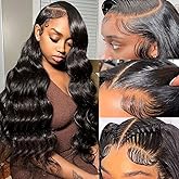 ANNELBEL 250% Density 30 Inch 13x6 Lace Front Wigs Human Hair Body Wave HD Transparent Lace Frontal Human Hair Wigs 12A Grade Glueless Wigs Human Hair for Women Natural Black