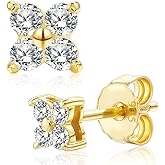 BREN Moissanite Earrings for Women Men,Hypoallergenic Sterling Silver/18K Gold Plated 925 Stud Earrings Round Cut VVS1 Clarity