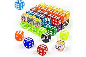 HAOMEJA 50pcs D6 Colored Dice Set - 14mm Classic Six-Sided Game Dice with Bold Pips for Easy Reading, Perfect for Board Games, DND, RPG, Yahtzee, Math Teaching, Party Favors (50pcs)