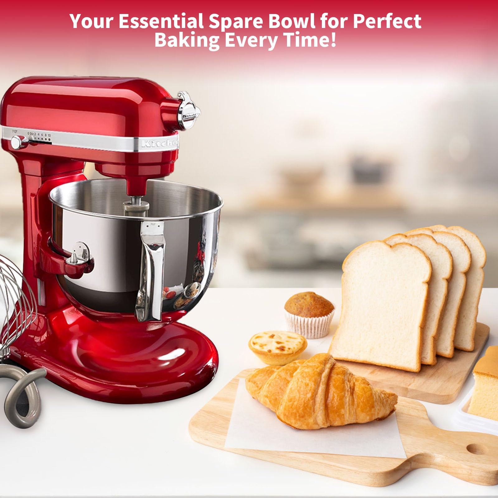 6QT Stainless Steel Mixer Bowl Compatible With Kitchen Aid Stand Mixers, Replacement Mixing Bowl for 6QT Kitchen Aid Lift Mixers
