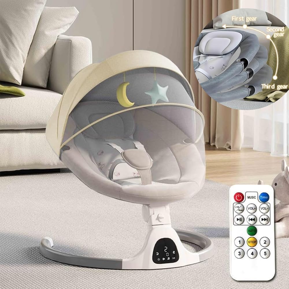 HoldOneLight Adjustable Height Electric Baby Swing Rocker with Bluetooth