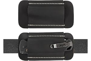 QCHENGSAN Knife Sheath,Leather Knife Sheath for Belt,Horizontal Carry Pocket Knife Holder,EDC Belt Organizer,Handmade Compact Draw Knife Holster,EDC Pocket Organizer,Sheath for Folding Knife (Black)