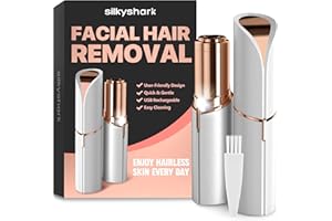SilkyShark Face Razor for Women Facial Hair, Small Dermaplaning Hair Removal Device, Face Shaver for Women and Facial Hair Removal for Women, Rechargeable Facial Hair Remover for Lips, Chin & Cheeks