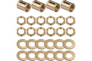 EMNOOTI Lamp Pipe Locknut,Lamp Rod Couplings,Brass Lock Nut Fasteners for Standard 1/8 IP Threaded Pipe,Perfect for Lamp Assemlby or Repair,Lamp Tube Threaded Locknuts