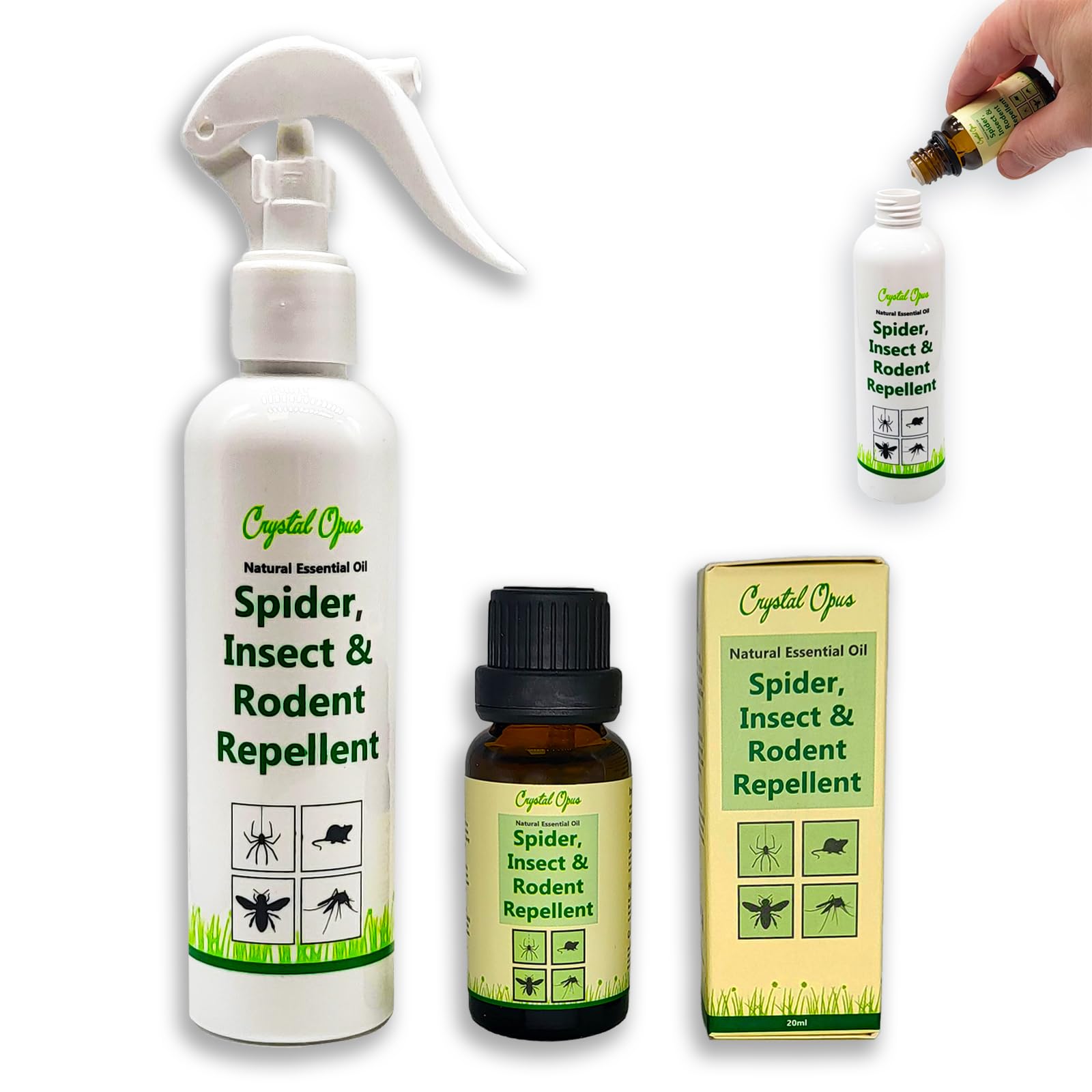 Makes 100 Bottles of Spider, Rodent & Bug Repellent Spray. Child & Pet Safe. Deters 100s of Pests. Ultra Effective Peppermint, Lavender & Citronella Blend. Economical & Humane. Tried & Trusted.