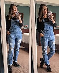 luvamia Women's Casual Distressed Adjustable Denim