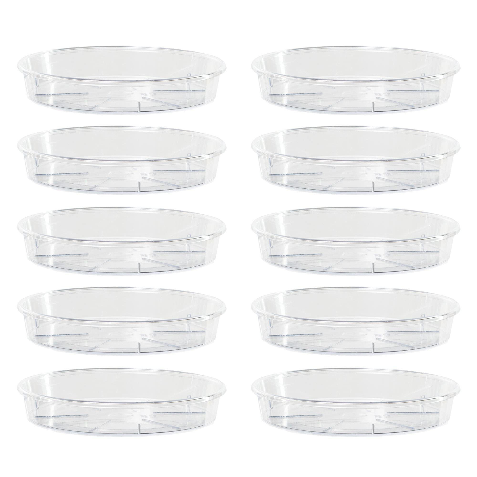 Kalapanta Transparent Saucer Set in resistant Plastic, Round shape for indoor or outdoor use (10, Ø 12 cm)