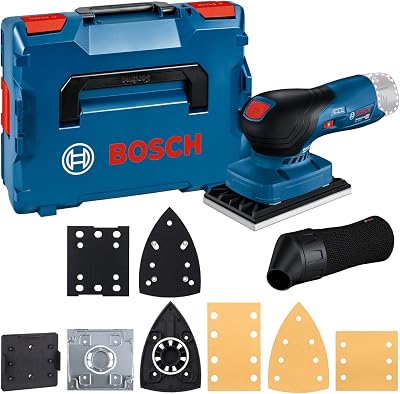 12V System Levigatrice orbitale a batt. GSS 12V-13 (compatibile con sist.Click&Clean Bosch,incl. 3 platorelli, 3 fogli abrasivi, sacchetto raccoglipolvere, piastra foracarta,L-BOXX)
