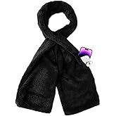 Faylira Faux Fur Pull Through Scarf with Hidden Zipper Pocket Winter Pocket Scarf for Hands-Free Storage Phone, Cards, Keys
