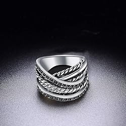 Mytys Vintage Wide Ring Classic Black Marcasite