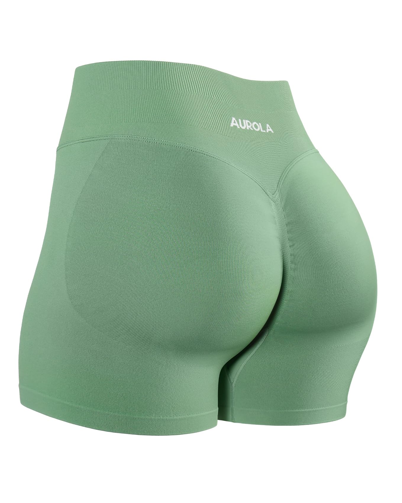 AUROLA Influence Collection Workout Shorts for Women,No Roll Up New Scrunch Seamless Gym Short-3.5" Inseam, Mineral Green, S Image