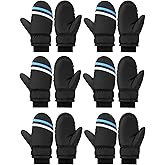 SATINIOR 6 Pairs Kids Winter Snow Mittens Gloves Waterproof Toddler Children Warm Baby Ski Gloves for Cold Weather