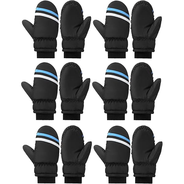 SATINIOR 6 Pairs Kids Winter Snow Mittens - Waterproof Warm Ski Gloves For Cold Weather