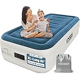 VOSSER Twin Air Mattress with Built-in Pump,Fast & Easy Inflation/Deflation Inflatable Mattress, Foldable Blow Up Mattress with Storage Bag, Inflatable Bed for Home, Camping & Guests