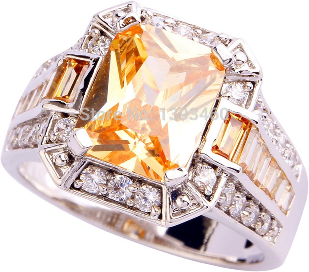 GemMart Jewelry New Fashion Jewelry Morganite Ring Size 8 Emerald Cut 571R12