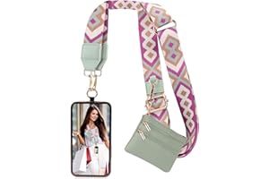XANGNIER Clip and Go Strap for Phone with Wallet Crossbody, Phone Strap with Zippered Wallet, Adjustable Anti Theft Cellphone Lanyard for Women, Cellphone Chain Accessories Green