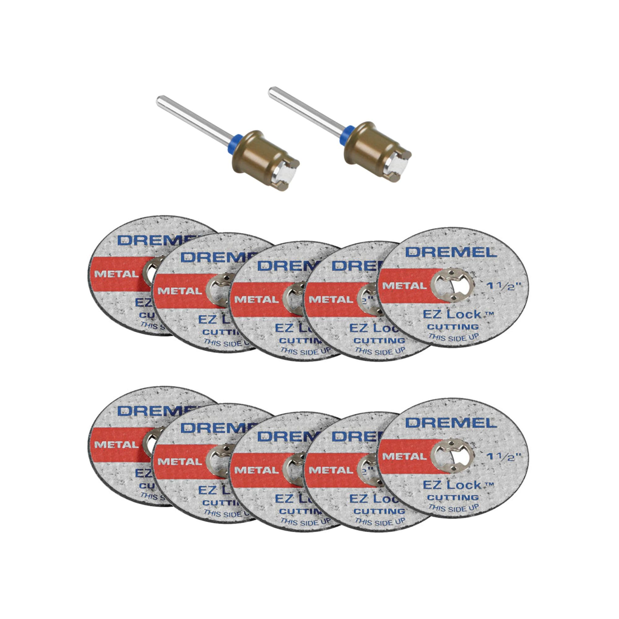 Dremel EZ406-02, EZ - Lock Starter Kit, 1 1/2-Inch (38.1 mm) Wheel Diameter, 5 Piece Fiberglass Reinforced Cut-Off Wheels and EZ402 Mandrel Included, Rotary Tool Cutting Disc Accessories - Pack of 2 Image