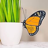 Lolitarcrafts Stained Glass Butterfly Monarch Suncatcher for Pot Plant Decoration,Gift for Women Light Catcher Sun Room Decor Village Style