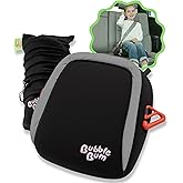 BubbleBum Inflatable Travel Booster Car Seat, Narrow Backless, 40-110 lbs | Portable Booster Seat for Travel, Kids Ages 4-11, Slim Portable Fits 3 Across, Carpool, Rideshare and Carry-On Ready - Black