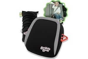 BubbleBum Inflatable Booster Car Seat – Foldable, Lightweight, Backless Travel Booster Seat for Kids, Portable Carseat for Toddler, Fits 3 Across, Compact for Uber - Ages 4-11 Year Old, - Black