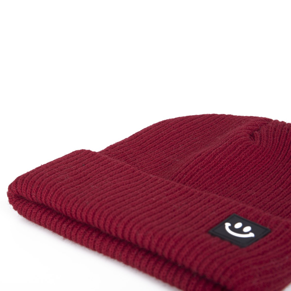 EVRFELAN Women Winter Hat Cuffed Plain Knit Beanie Cap Casual Knitted Warm Skullcap with Smile Face (Dark red)