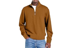 GENERIC Collared Sweatshirts for Men Classic Plain Quarter Zip Pullover Long Sleeve Outdoor Casual Trendy V Neck Spring Tops