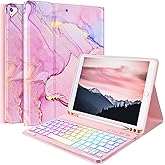 FUWANG Keyboard Case for iPad 9th 8th 7th Generation 10.2 inch, Detachable 7 Colors Backlit for iPad 9th Generation Case with Keyboard, Keyboard Cover for iPad Pro 10.5"/Air 3rd Gen with Pencil Holder