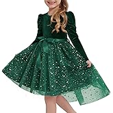 Luckrizyy Girls Velvet Christmas Dress Toddler Tulle Sequin Tutu Dresses Kids Winter Party Holiday Casual Princess Dress 2-7Y