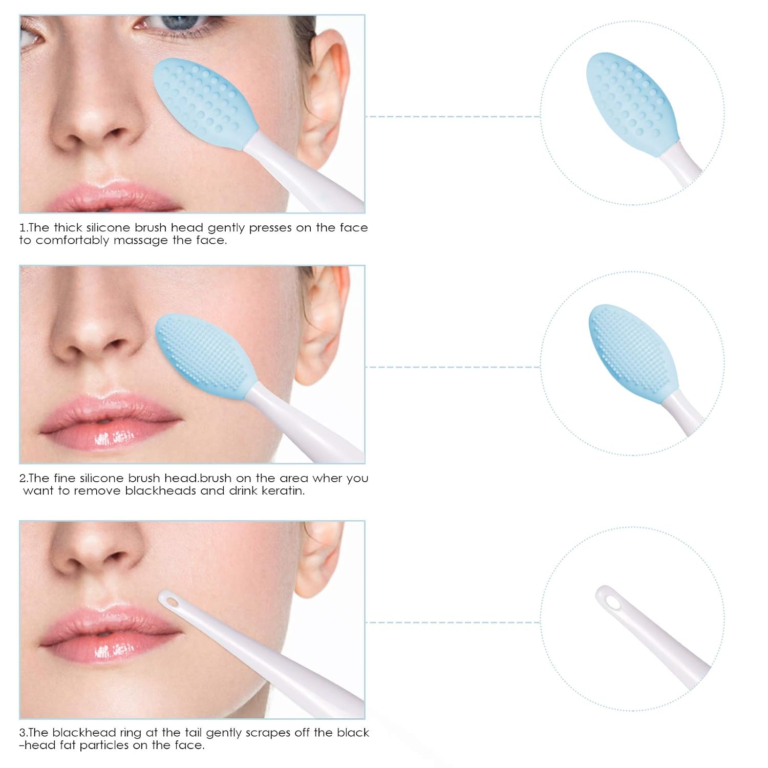 6 PCS Silicone Exfoliating Lip Brush, Tiction Double-Sided Soft Silicone Lip Scrub Brush Cleaning Lip Brush Tool for Plump Smoother and Fuller Lip: Beauty