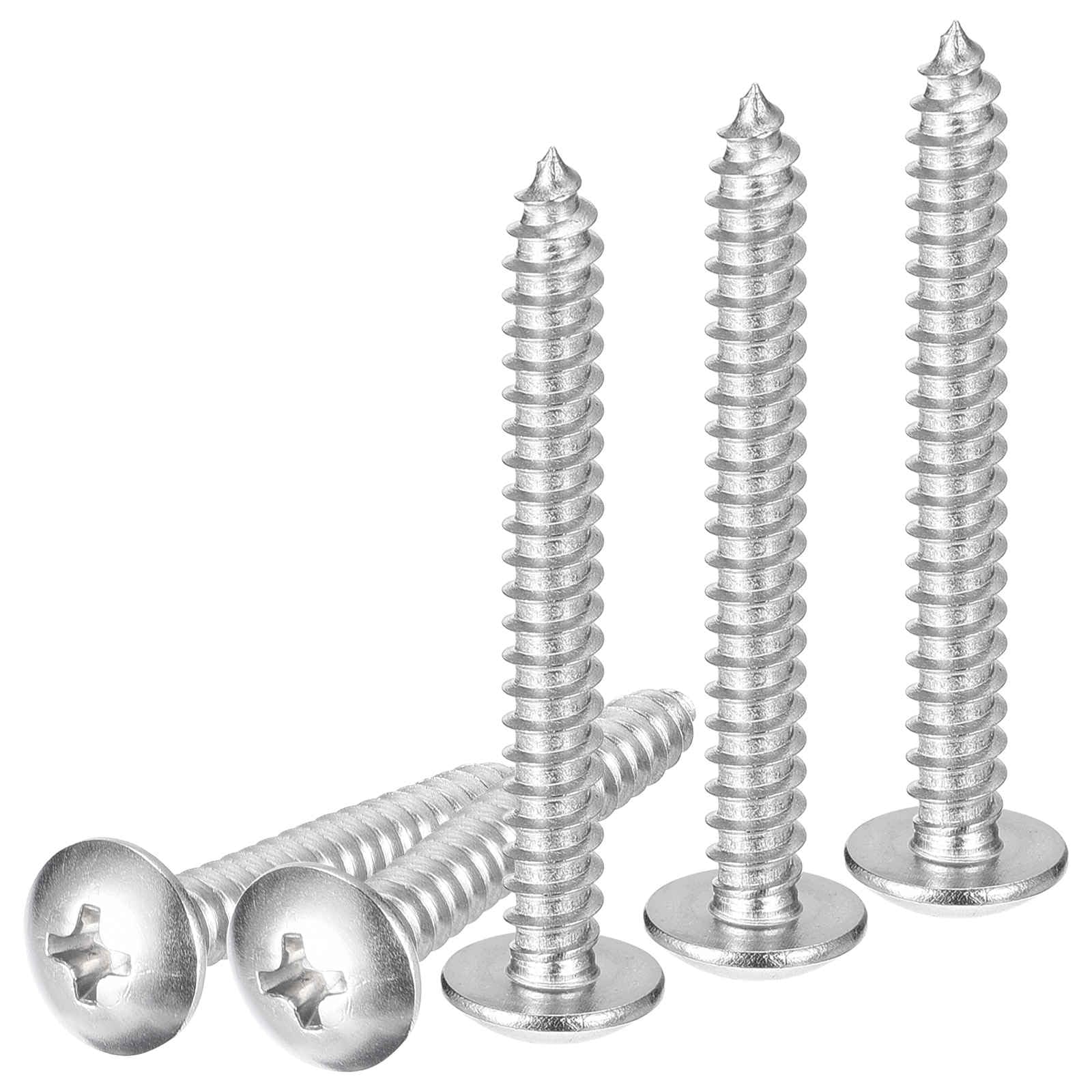 DTGN #8x1-1/2 Sheet Metal Screws - 50 Pack - for Wood, Furniture - 304 Stainless Steel Phillips Truss Head Self Tapping Tip Wood Screws - Silver — image 1