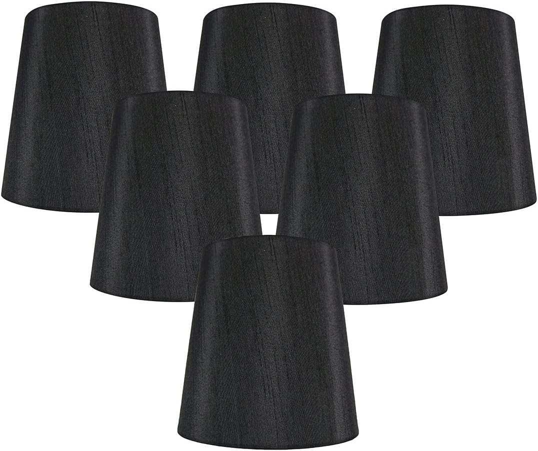 Meriville Set of 6 Black Faux Silk Clip On Chandelier Lamp Shades, 3.5-inch by 4.5-inch by 4.5-inch