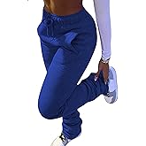 Lucuna Womens Stacked Fleece Sweatpants Sherpa Lined Thicked Warm Athletic Active Jogger Ruched Lounge Pants