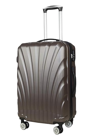 3G Combat 8016 Series Unisex ABS 20 Inch/55 cm 4 Wheel Hard Sided Luggage Trolley Cabin Size Suitcase (Brown)