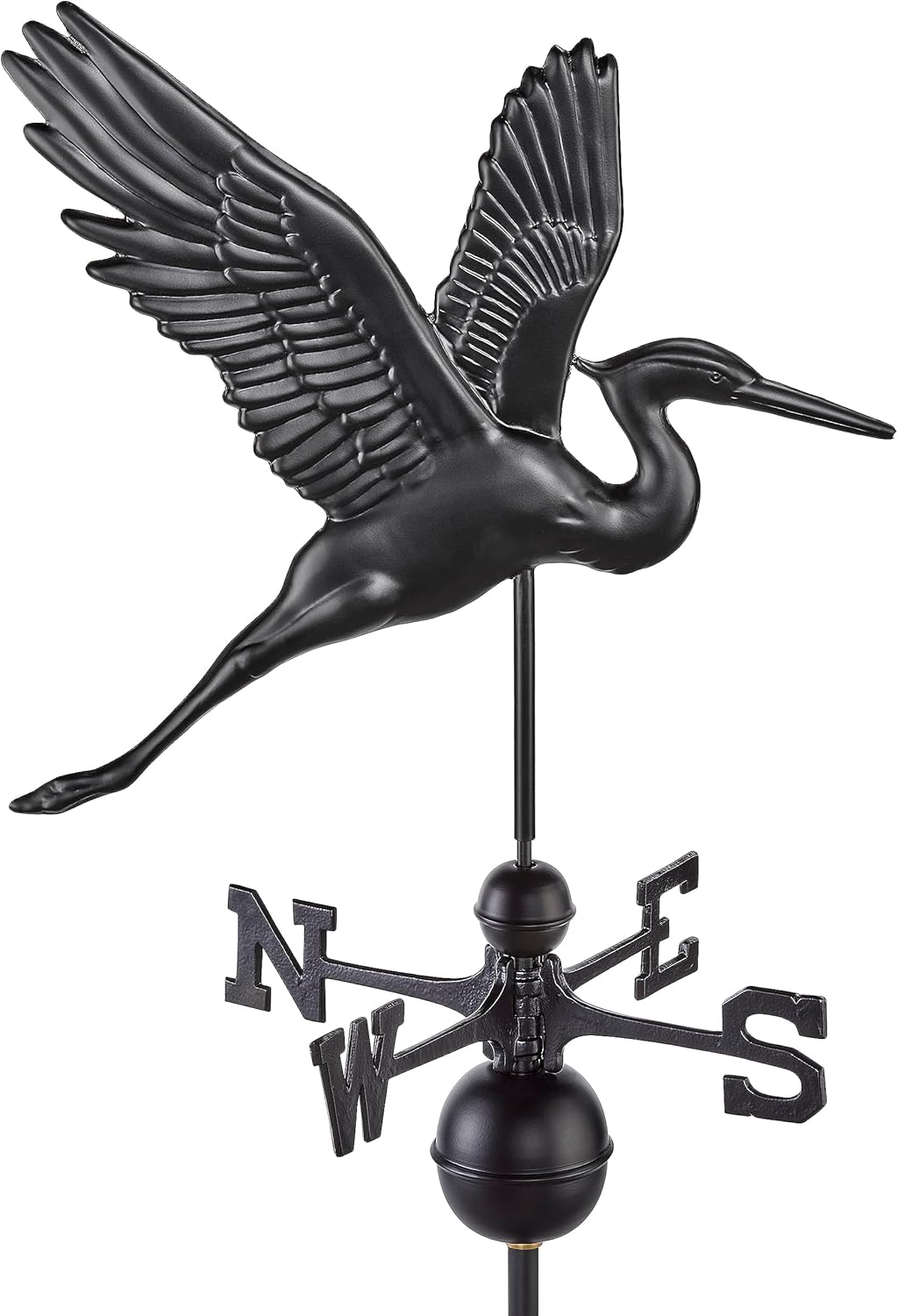 Weathervanes - Modern Farmhouse-Inspired Graceful Heron Standard/Full Size Weathervane - Black Finish by Good Directions