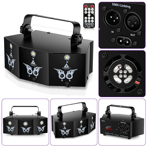 U`KING PARTY LIGHTS DJ DISCO LIGHT,9 LENS STAGE LIGHTING SUPPORT DMX512 AND SOUND ACTIVATED WITH REMOTE CONTROL LASER LIGHTS FOR PARTIES BIRTHDAY WEDDING KARAOKE BAR KTV CLUB STAGE LIVE SHOW