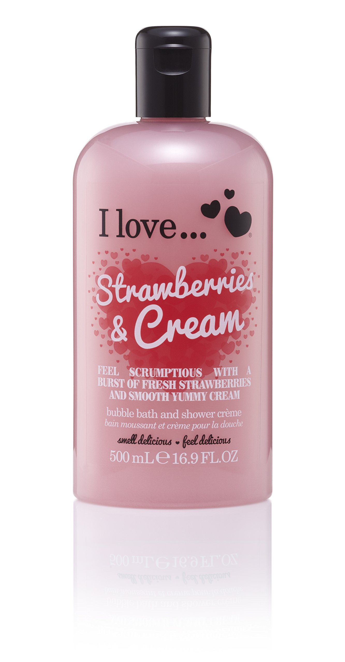I Love Originals Strawberries & Cream Bath & Shower Crème, Filled With Natural Fruit Extracts & Vitamin B5, Nourishing & Refreshing Formula to Leave Skin Feeling Silky & Soft, Vegan-Friendly 500ml