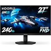KOORUI 27" FHD 1080p Gaming Monitor 240Hz 1ms, FreeSync Premium, G-SYNC Compatible, 95% DCI-P3, DisplayPort 1.4, HDMI 2.0, VESA Mount, Tilt Adjustable, Black, GN02