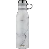 Contigo Couture Vacuum-Insulated Stainless Steel Water Bottle, 20 oz, White Marble