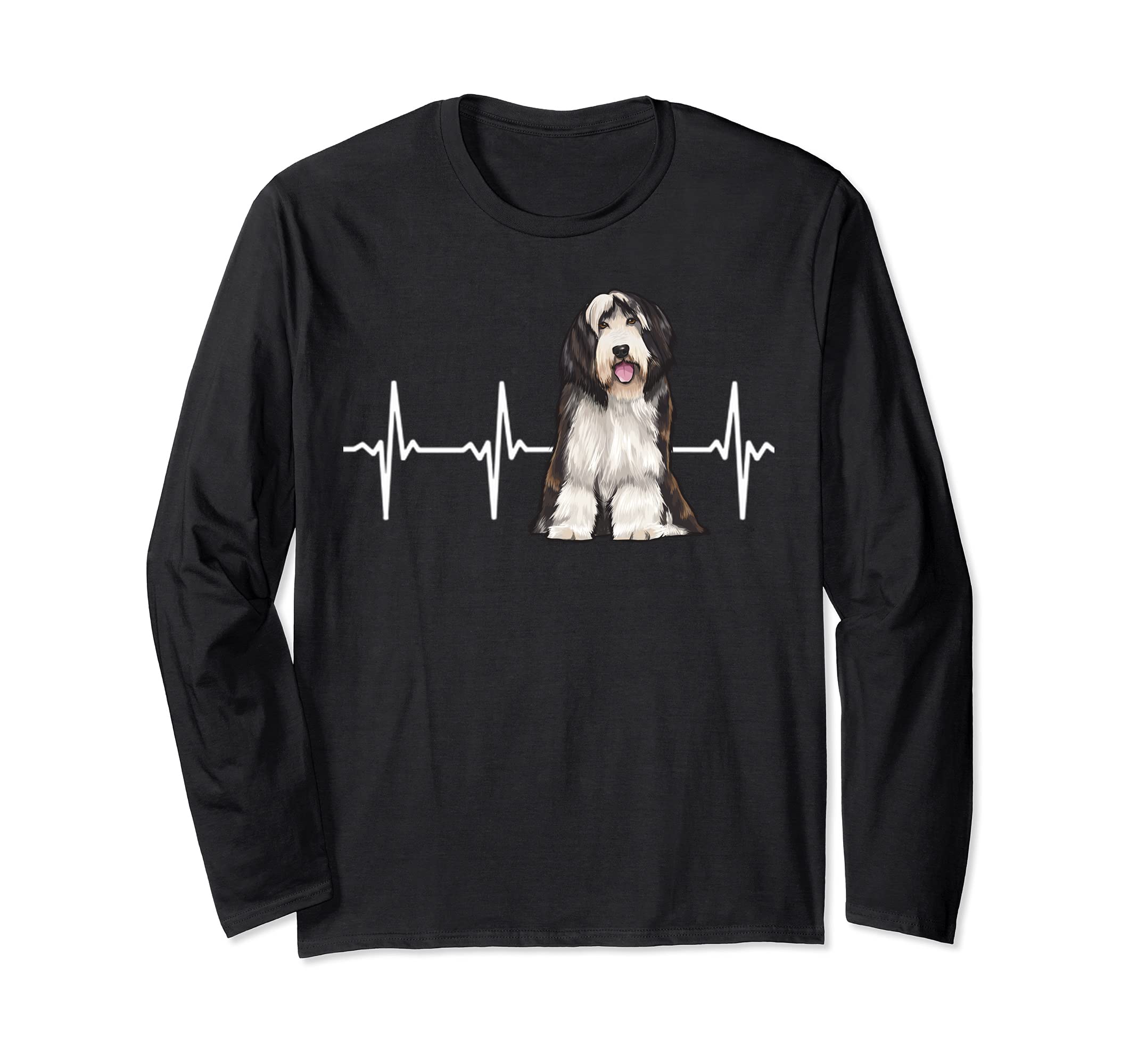 Bearded Collie Heartbeat Dog Lover Long Sleeve T-Shirt
