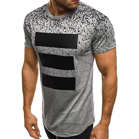 CICIYONER Sommer Tshirts Herren Printed Slim Splice Lässige Kurzarm Hemd Weiß Schwarz Grau M L XL XXL
