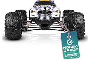LAEGENDARY Remote Control Car, Hobby Grade RC Car 1:10 Scale Brushed Motor with Two Batteries, 4x4 Off-Road Waterproof RC Truck, Fast RC Cars for Adults, RC Cars, Remote Control Truck