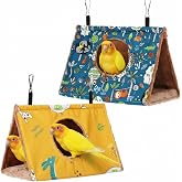Cunno 2 Pack Large Warm Bird Bed for Cage, Hanging Plush Nest House | Winter Warm Hideaway with Fluffy Lining, Triangle Tent Design, Cozy Snuggle Space for Cockatiel Parrots